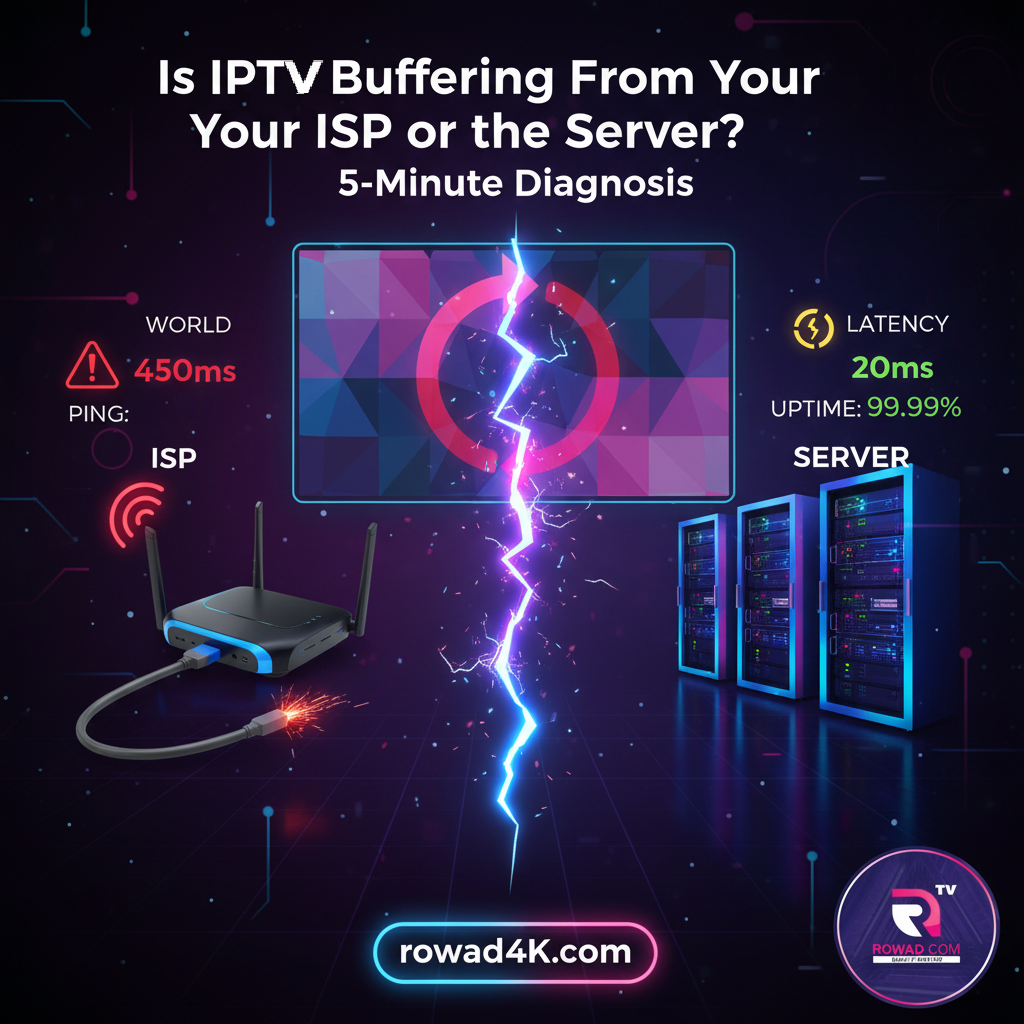 هل تقطيع IPTV من مزود الإنترنت أم من السيرفر؟ خطوات تشخيص خلال 5 دقائق
